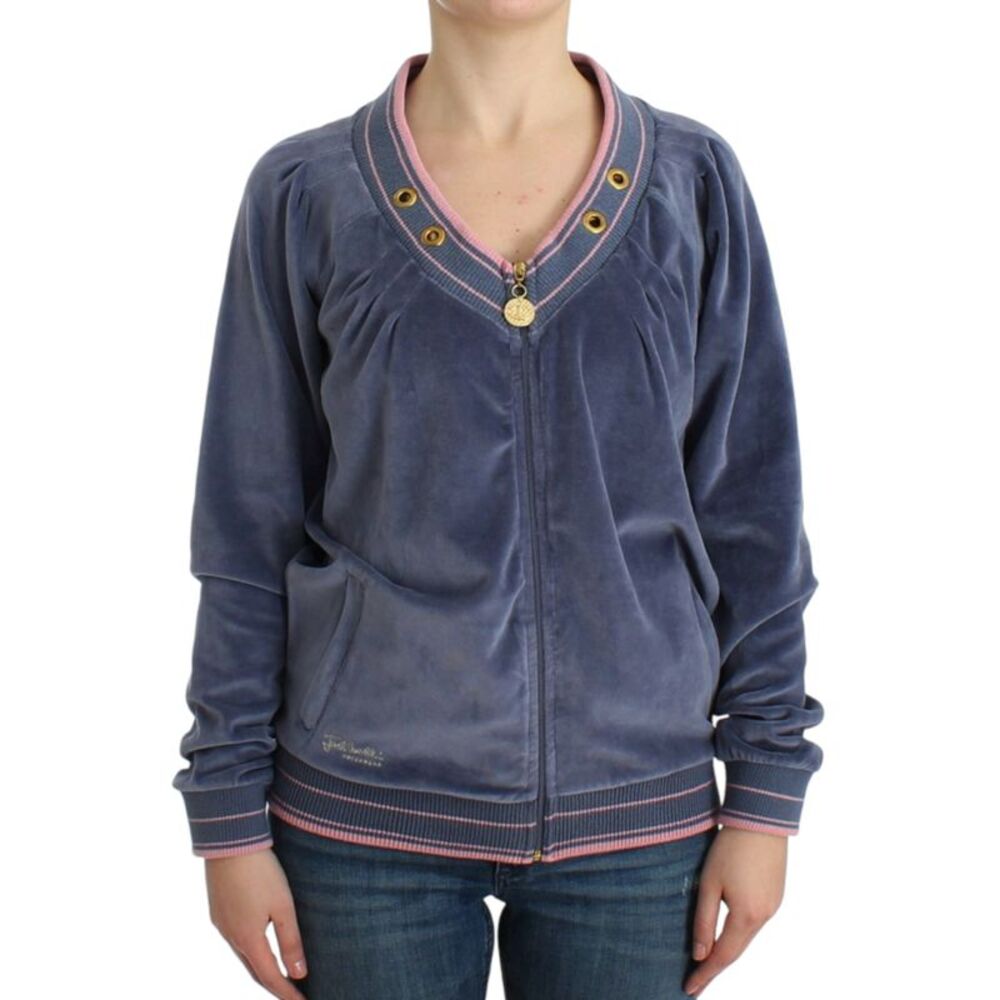 Cavalli Blue velvet zipup Women's sweater